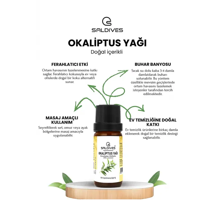 Okaliptus Yağı 10 ml – %100 Doğal Seyreltilmemiş Uçucu Yağ (Cam Şişe)
