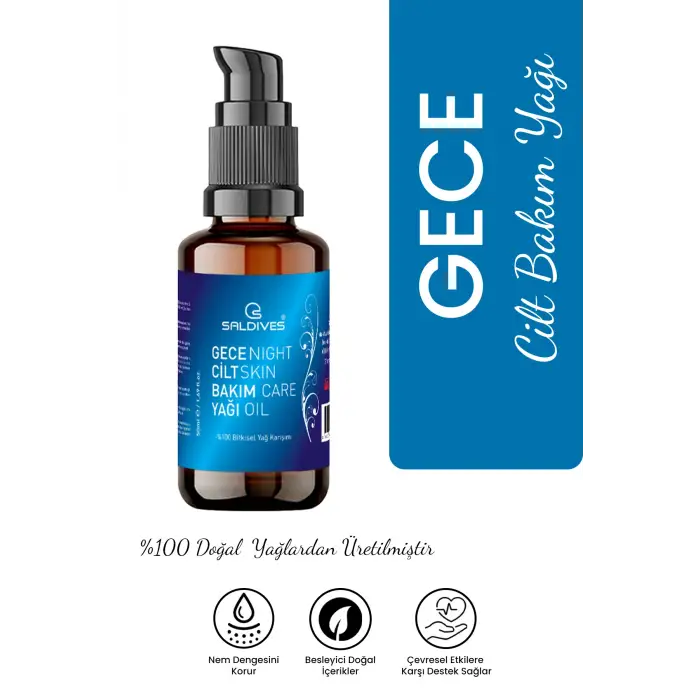 Gece Bakım Yağı 50 ml – %100 Doğal Seyreltilmemiş Cilt Bakım Yağı (Cam Şişe)