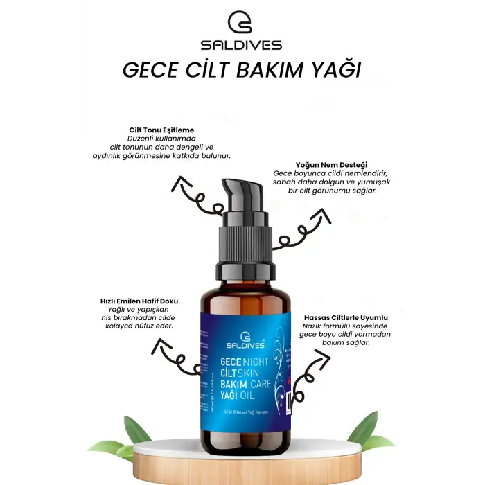 Gece Bakım Yağı 50 ml – %100 Doğal Seyreltilmemiş Cilt Bakım Yağı (Cam Şişe)