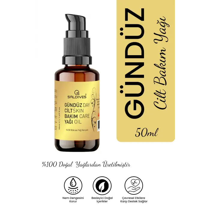 Gündüz Bakım Yağı 50 ml – %100 Doğal Seyreltilmemiş Cilt Bakım Yağı (Cam Şişe)