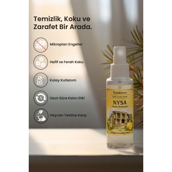 Nysa Limon Kolonyası 100 ml • Sprey Kolonya • Ferahlatıcı ve Kalıcı • Cep Boy Kolonya