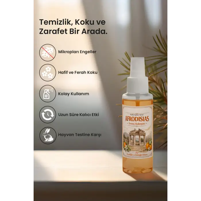 Afrodisias Turunç Kolonyası 100 ml • Sprey Kolonya • Kalıcı ve Ferahlatıcı • Günlük Kullanım