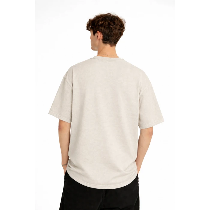 Blurry - Oversize Erkek Tişört BEJ