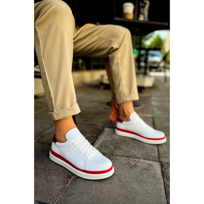 MN979 - Santoni GBT Spor Erkek Ayakkabı BEYAZ/KIRMIZI