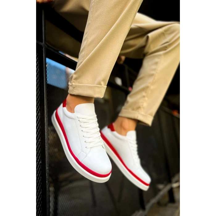 MN979 - Santoni GBT Spor Erkek Ayakkabı BEYAZ/KIRMIZI