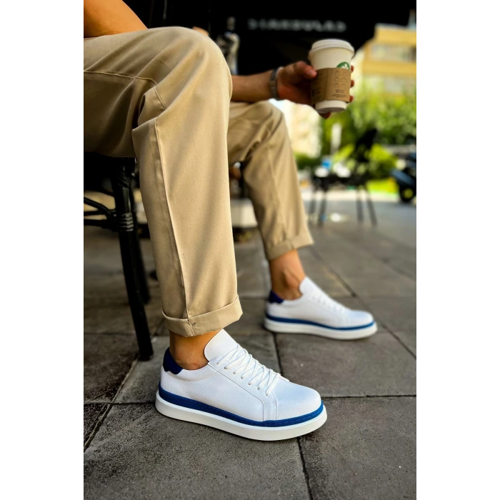 MN979 - Santoni GBT Spor Erkek Ayakkabı BEYAZ/MAVI