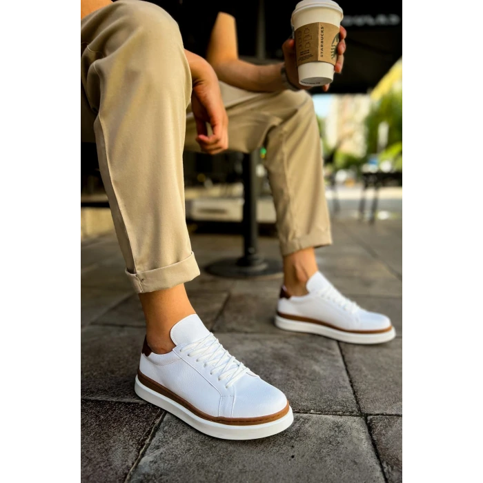 MN979 - Santoni GBT Spor Erkek Ayakkabı BEYAZ/TABA