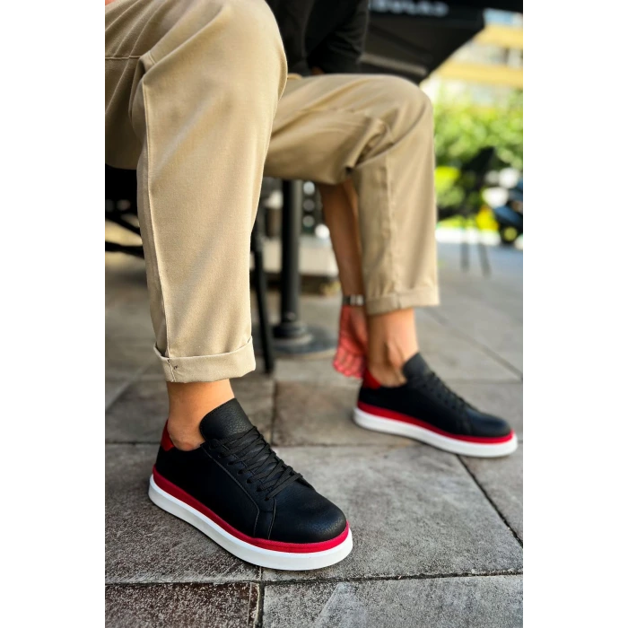 MN979 - Santoni GBT Spor Erkek Ayakkabı SIYAH/KIRMIZI