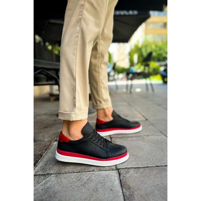 MN979 - Santoni GBT Spor Erkek Ayakkabı SIYAH/KIRMIZI