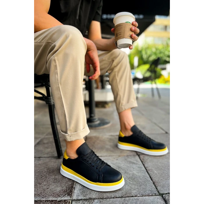 MN979 - Santoni GBT Spor Erkek Ayakkabı SIYAH/SARI