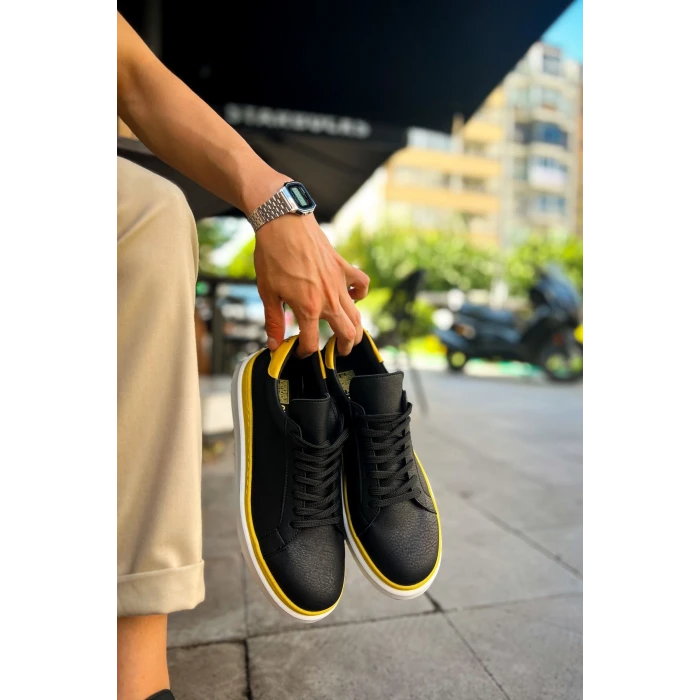 MN979 - Santoni GBT Spor Erkek Ayakkabı SIYAH/SARI