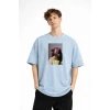 Blurry - Oversize Erkek Tişört Bebek Mavisi
