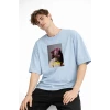 Blurry - Oversize Erkek Tişört Bebek Mavisi