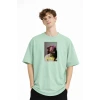 Blurry - Oversize Erkek Tişört SU YESILI