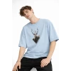 Deer - Oversize Erkek Tişört Bebek Mavisi