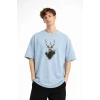 Deer - Oversize Erkek Tişört Bebek Mavisi