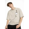 Panda - Baskılı Oversize Tişört BEJ
