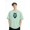 Wolf - Oversize Erkek Tişört SU YESILI