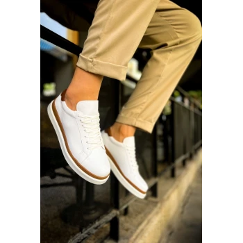MN979 - Santoni GBT Spor Erkek Ayakkabı BEYAZ/TABA