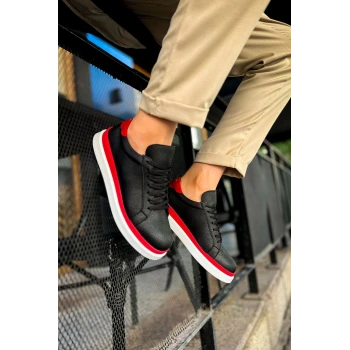 MN979 - Santoni GBT Spor Erkek Ayakkabı SIYAH/KIRMIZI