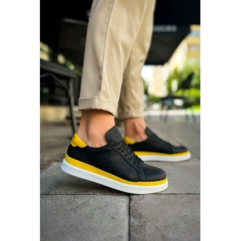 MN979 - Santoni GBT Spor Erkek Ayakkabı SIYAH/SARI