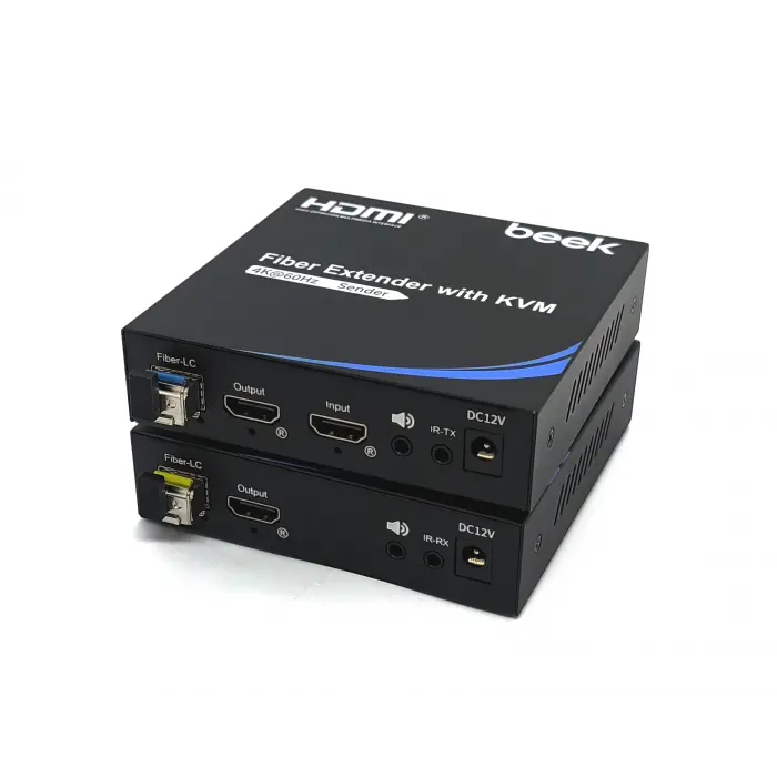 4K @60Hz HDMI KVM Fiber Sinyal Uzatma Cihazı, Single Mode, 20km