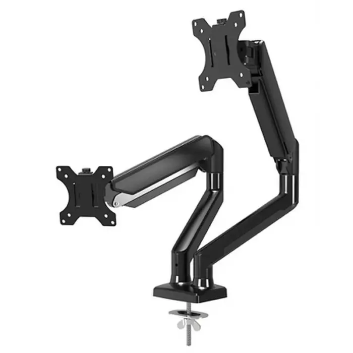 Beek Çift Ekran Taşıyabilen Askı Aparatı, 13 - 32 inç Ekran, Gaz Basınçlı Yaya Sahip, Kelepçe Dahil, Eğim Aralığı +90°~-45°, Dönme Aralığı +90°~-90°, Ekran Döndürme +180°~-180°, Maksimum Yük Kapasites