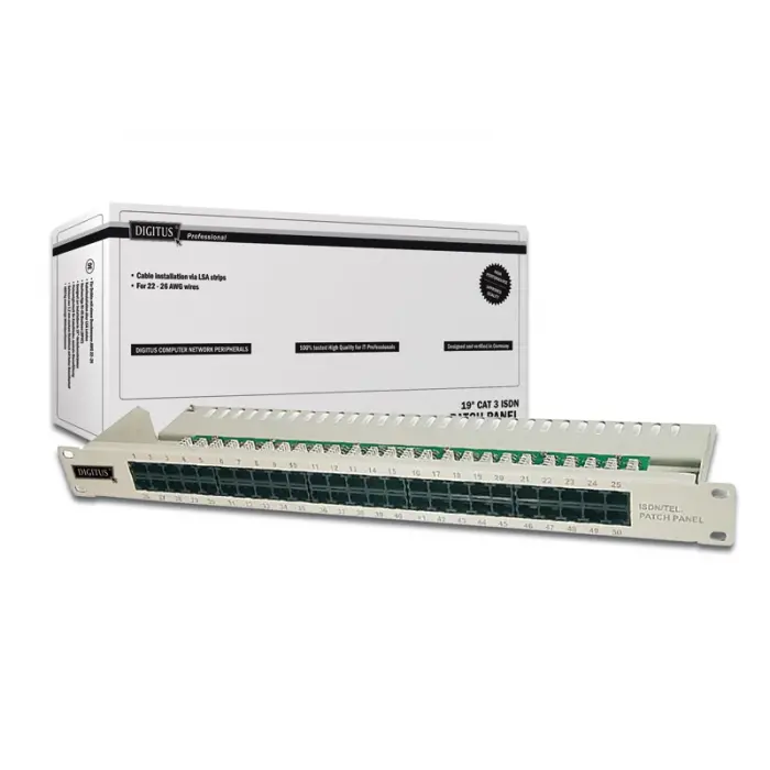 Digitus 19 Inch 50 port CAT-3 ISDN Patch Panel, Zırhsız
