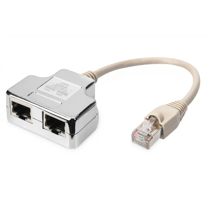 Digitus CAT. 5E Patch Kablo Adaptörü, Zırhlı, 2 x RJ45 Dişi  1 x RJ45 Erkek, Kablo mesafesi 0.19 metre