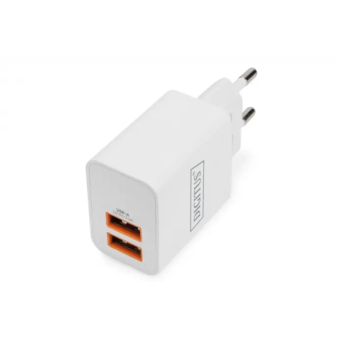 DIGITUS USB Charger 2x USB-A 15W, 2x 2,4A, white