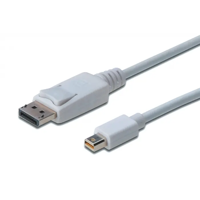 DisplayPort (DP) <-> Mini DisplayPort (mini DP) Bağlantı Kablosu, DP Erkek - mini DP Erkek, 3 metre, kilit mekanizmalı, DP 1.1a uyumlu, UL, beyaz renk