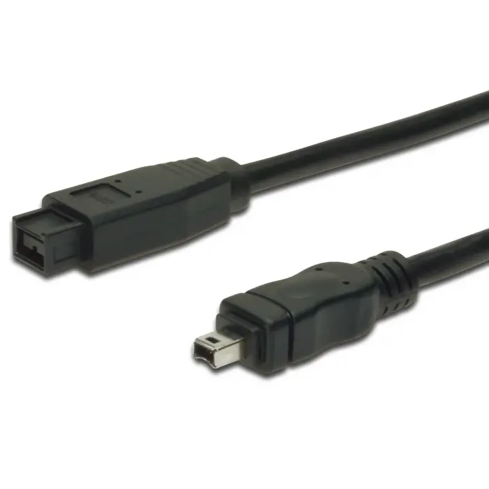 FireWire 800 Bağlantı Kablosu, 9 pin erkek - 4 pin erkek, 1.80 metre, AWG: 26/28, IEEE 1394-2008, UL, siyah renk