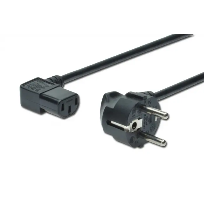 Güç Kablosu, CEE 7/7 (Typ-F) - C13, 90ø açılı, Erkek / Dişi,  1.8 metre, H05VV-F3G 0.75qmm, siyah renk<br>Power Cord, CEE 7/7 (Typ-F) - C13, 90ø angled M/F, 1.8m, H05VV-F3G 0.75qmm, black