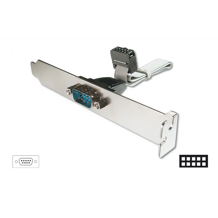 Seri Tip Slot Bracket Bağlantı Kablosu, D-Sub9 Erkek - IDC 2x5pin Dişi, 0.25 metre, UL, bej renk