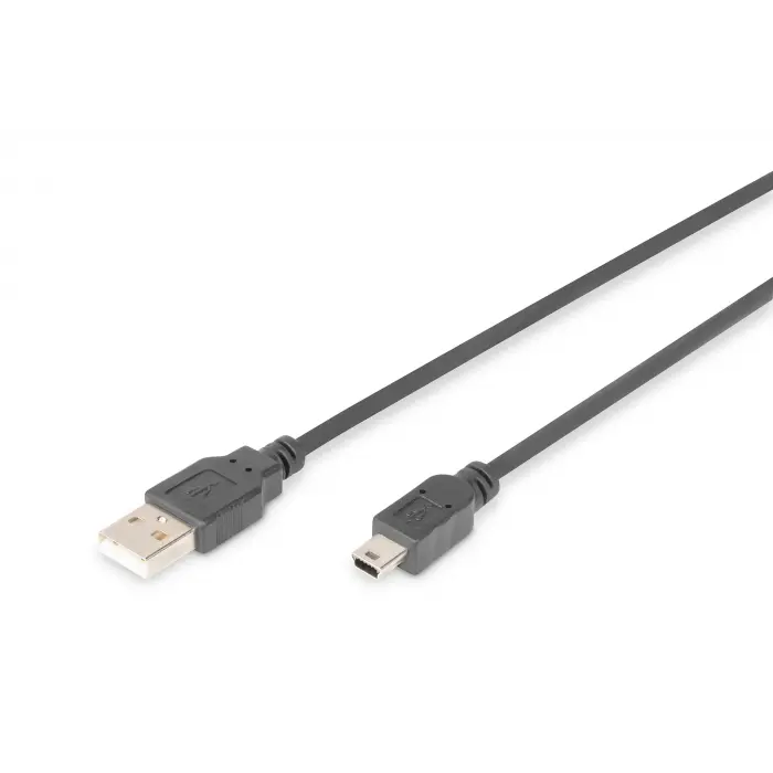 USB 2.0 Bağlantı Kablosu, USB A Erkek - USB mini B (5 pin) Erkek, 3 metre, AWG 28, USB 2.0 uyumlu, UL, siyah renk