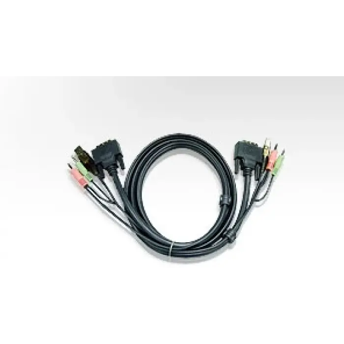 USB KVM (Keyboard/Video Monitor/Mouse) Switch İçin Kablo, 5 metre, 1 x Klavye / Mouse USB A Erkek, 2 x Hoparlör ve Mikrofon Audio Plug, 1 x Monitör DVI-D Erkek (Single Link) <-> 1 x Klavye / Mou
