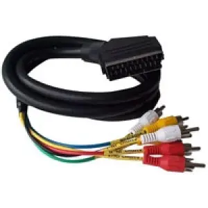 Audio Video Kablosu, 1.5 metre, Scart erkek (21 pin) konnektör  6 x Cinch erkek