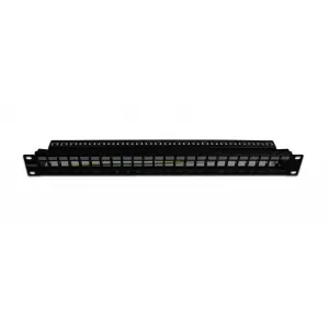 Beek 19  1U 24 port Modüler Patch Panel, Zırhlı/Shielded (Keystone Jacklar haricen temin edilmelidir)<br>Beek 19  1U Modular Patch Panel, 24-port Shielded (keystone jacks not included)
