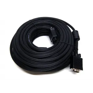 Beek VGA Monitör Kablosu, DSUB 15 erkek <-> DSUB 15 erkek, 20 metre, 3Coax/7C, AWG28, 2x ferrite filtreli, siyah renk<br>Beek VGA 20 mt cable M/M with Filter