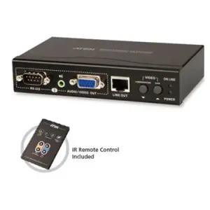 Cat 5 VGA Sinyal Uzatma Cihazı, 450 metre*, Hoparlör ve Mikrofon bağlanabilir  (VGA Over Cat 5 Repeater + Audio), Infrared Uzaktan Kumanda Ünitesi ile birlikte