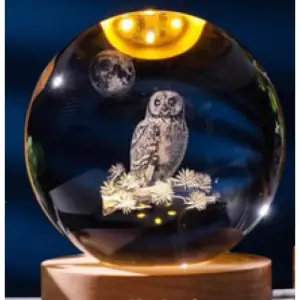 Dekoratif Baykuş Tasarımlı Işıklı Cam Küre