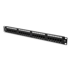 Digitus 19  24 Port Cat-6 UTP Patch Panel, 8P8C, 50 μ (Mikron), Altın Kontak, LSA, 1U, Zırhsız
