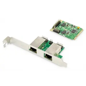 Digitus 2 Port Gigabit Ethernet mini PCI Express Kart, single lane, düşük profil bracket, Realtek çip takımı<br>Digitus 2-port Gigabit Ethernet mini PCI Express Card single lane, low profile br