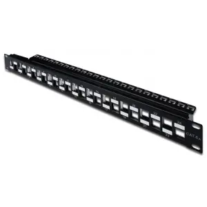 Digitus 24 Port Boş Patch Panel, Zırhlı/Zırhsız Keystone Jack Takılabilir, 1U Yüksekliğinde, Port'ların Yerleşimi Zikzaklı, RAL 9005 renk