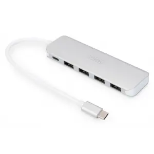 Digitus 4 Port USB 3.0 Hub, 4 x USB 3.0 USB-A Dişi Konnektör (USB çevre ürünü), 1 x USB Tip C PD (Power Delivery) port, 1 x USB Tip C erkek port (bilgisayar bağlantısı için), alüminyum, Mac ve Windows