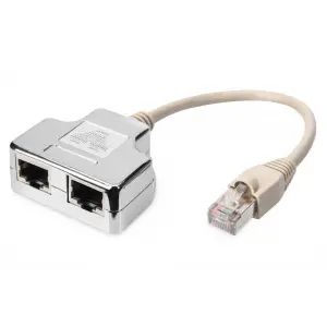 Digitus CAT. 5E Patch Kablo Adaptörü, Zırhlı, 2 x RJ45 Dişi  1 x RJ45 Erkek, Kablo mesafesi 0.19 metre