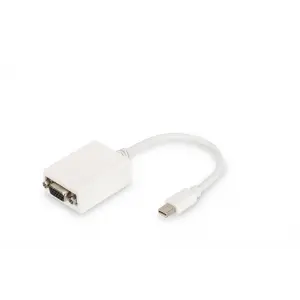 Digitus DisplayPort Adaptör Kablosu, Tip mini DP Erkek <-> HD15 Dişi, 0.15 metre, Full HD, DP 1.1a, beyaz renk<br>Digitus DisplayPort Adapter Cable, Type mini DP - HD15 M/F, 0.15m, Full H