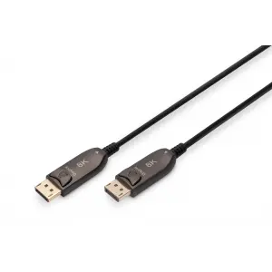 DIGITUS DisplayPort AOC Connection Cable M/M, 15 m, UHD 8K, 8K@60Hz, DP 1.4, gold, bl