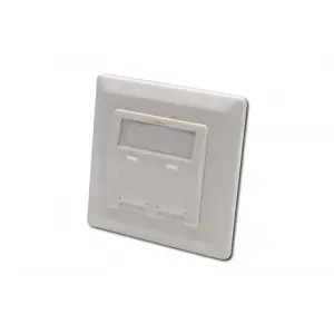 Digitus Keystone Jack Takmak İçin 2 li Priz (50/50 mm) Çerçevesi (80/80 mm), tozdan korumak amacıyla kapaklı, Beyaz Renk RAL 9010