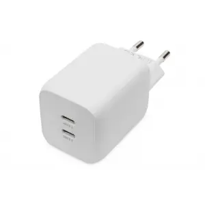 DIGITUS USB-C Mini charger, 2-Port, 65W 2x USB-C, 45W+20W, white